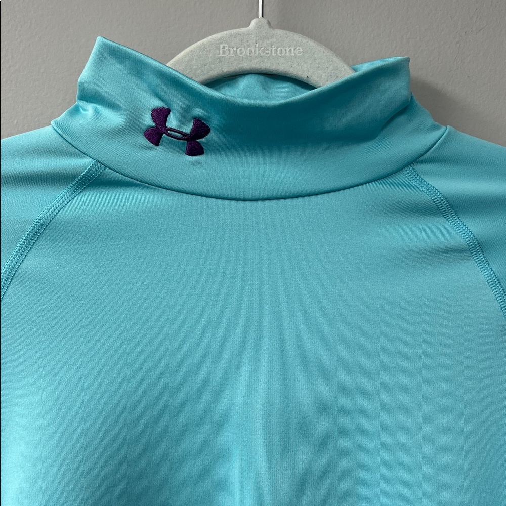 Under Armour Cold Gear Sky Blue Mock Neck Top - Picture 2 of 8